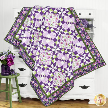  Fresh Cut Roses Quilt Kit - Plum Petals, Image