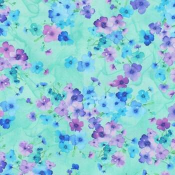 Bellagio FLORA-CD3584 AQUA by Chong-A Hwang for Timeless Treasures Fabrics, Image