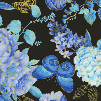 Escapade CM3791 BLACK by Chong-A Hwang for Timeless Treasures Fabrics, Image
