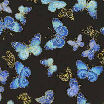 Escapade CM3796 BLACK by Chong-A Hwang for Timeless Treasures Fabrics, Image
