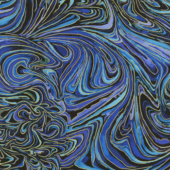 Escapade CM3799 INDIGO by Chong-A Hwang for Timeless Treasures Fabrics, Image