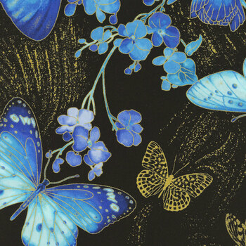 Escapade PANEL-CM3790 BLACK by Chong-A Hwang for Timeless Treasures Fabrics, Image