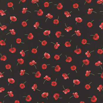 Poppy Passion POPPY-CD3809 BLACK by Timeless Treasures Fabrics, Image