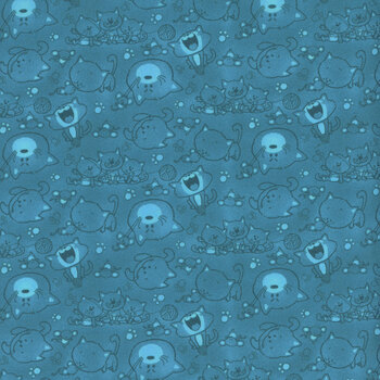 Cat Hair Don't Care 4420-77 Navy by Nidhi Wadhwa for Blank Quilting Corporation, Image