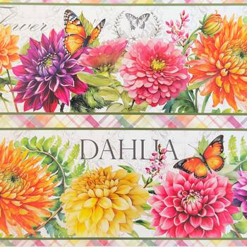 Dahlia Botanica 33922-157 Repeating Stripe Multi by Nancy Mink for Wilmington Prints, Image