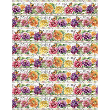 Dahlia Botanica 33922-157 Repeating Stripe Multi by Nancy Mink for Wilmington Prints, Image