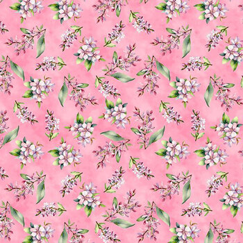 Dahlia Botanica 33925-337 Small Floral Pink by Nancy Mink for Wilmington Prints, Image