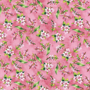 Dahlia Botanica 33925-337 Small Floral Pink by Nancy Mink for Wilmington Prints, Image