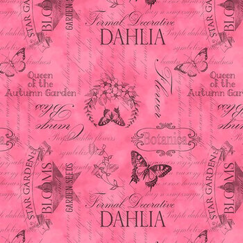 Dahlia Botanica 33927-339 Ephemera Pink by Nancy Mink for Wilmington Prints, Image