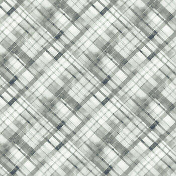 Dahlia Botanica 33928-199 Diagonal Plaid Gray Tonal by Nancy Mink for Wilmington Prints, Image