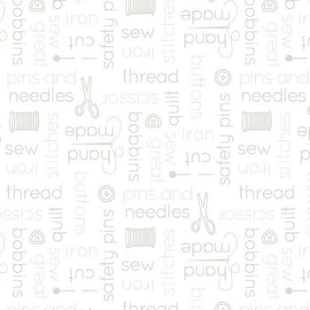 Essentials Sew Happy 2 39191-100 Words All Over by Wilmington Prints, Image