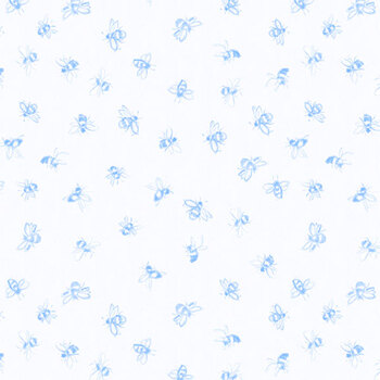 Amalfi Coast W105-007-055 White/Blue by Susan Winget for White Owl Textiles, Image