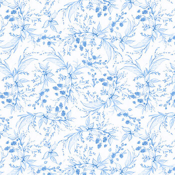 Amalfi Coast W105-006-055 White/Blue by Susan Winget for White Owl Textiles, Image