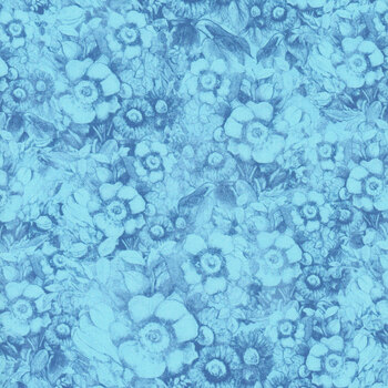 Patchwork Picnic W105-015-555 Blue by Susan Winget for White Owl Textiles, Image