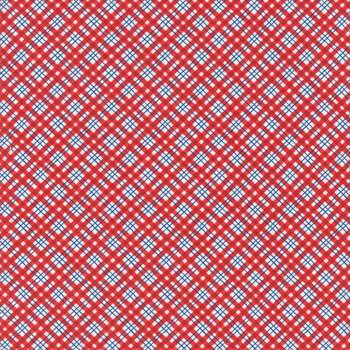 Patchwork Picnic W105-018-306 Red by Susan Winget for White Owl Textiles, Image