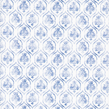 Patchwork Picnic W105-017-055 Blue by Susan Winget for White Owl Textiles, Image