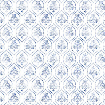 Patchwork Picnic W105-017-055 Blue by Susan Winget for White Owl Textiles, Image