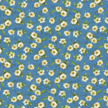 Patchwork Picnic W105-016-550 Blue by Susan Winget for White Owl Textiles, Image