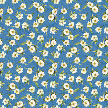 Patchwork Picnic W105-016-550 Blue by Susan Winget for White Owl Textiles, Image