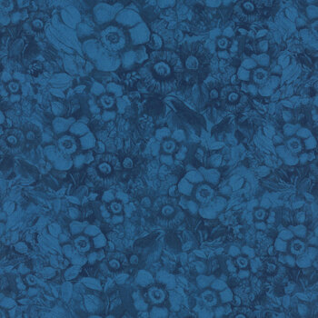 Patchwork Picnic W105-015-557 Navy by Susan Winget for White Owl Textiles, Image