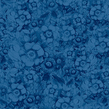 Patchwork Picnic W105-015-557 Navy by Susan Winget for White Owl Textiles, Image