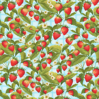 Patchwork Picnic W105-013-536 Blue by Susan Winget for White Owl Textiles, Image
