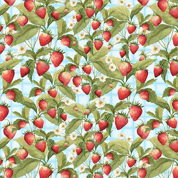 Patchwork Picnic W105-013-536 Blue by Susan Winget for White Owl Textiles, Image