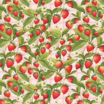Patchwork Picnic W105-013-336 Red by Susan Winget for White Owl Textiles, Image