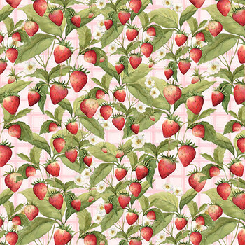 Patchwork Picnic W105-013-336 Red by Susan Winget for White Owl Textiles, Image
