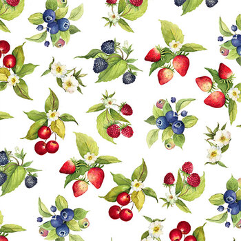 Patchwork Picnic W105-012-003 White by Susan Winget for White Owl Textiles, Image