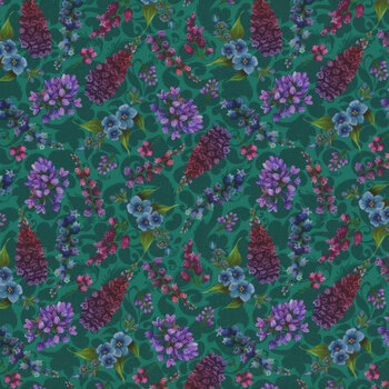 Wild Garden W100-006-945 Teal by Nicole Tamarin for White Owl Textiles, Image
