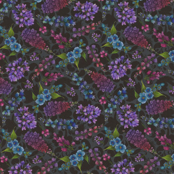 Wild Garden W100-006-745 Black by Nicole Tamarin for White Owl Textiles, Image