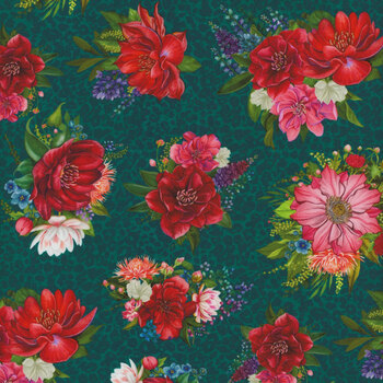 Wild Garden W100-005-916 Teal by Nicole Tamarin for White Owl Textiles, Image