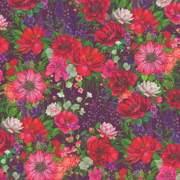 Wild Garden W100-004-414 Purple by Nicole Tamarin for White Owl Textiles, Image