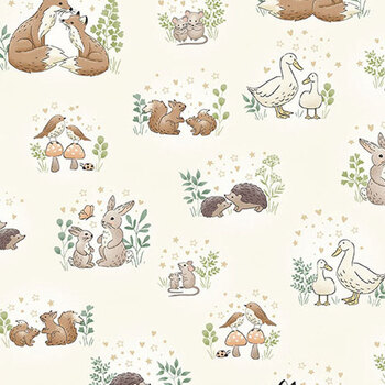 Little Ones MU-189-Q Cream by Makower UK for Andover Fabrics, Image