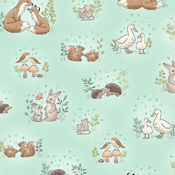 Little Ones MU-189-T Teal by Makower UK for Andover Fabrics, Image