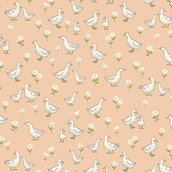 Little Ones MU-190-C Coral by Makower UK for Andover Fabrics, Image
