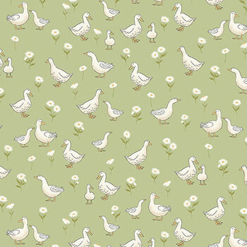 Little Ones MU-190-G Green by Makower UK for Andover Fabrics, Image