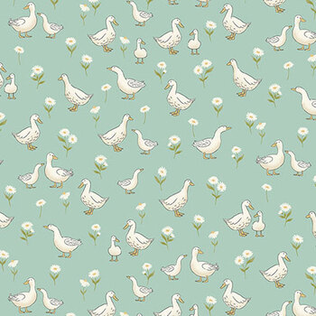 Little Ones MU-190-T Teal by Makower UK for Andover Fabrics, Image