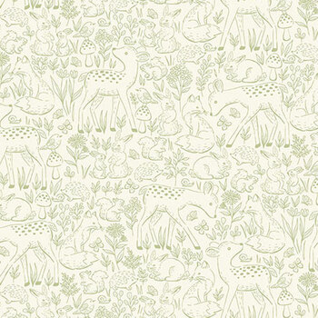 Little Ones MU-194-G Green by Makower UK for Andover Fabrics, Image