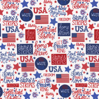 Patriotic Minis PMIN-6059-W White by P&B Textiles, Image