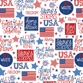 Patriotic Minis PMIN-6059-W White by P&B Textiles, Image