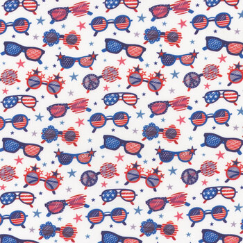 Patriotic Minis PMIN-6055-W White by P&B Textiles, Image