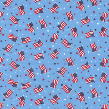 Patriotic Minis PMIN-6062-LB Light Blue by P&B Textiles, Image