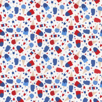 Patriotic Minis PMIN-6061-W White by P&B Textiles, Image
