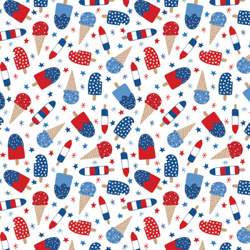 Patriotic Minis PMIN-6061-W White by P&B Textiles, Image