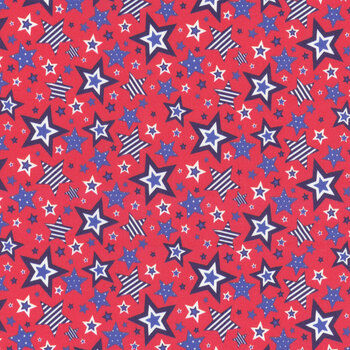 Patriotic Minis PMIN-6052-R Red by P&B Textiles, Image