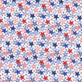 Patriotic Minis PMIN-6058-W White by P&B Textiles, Image