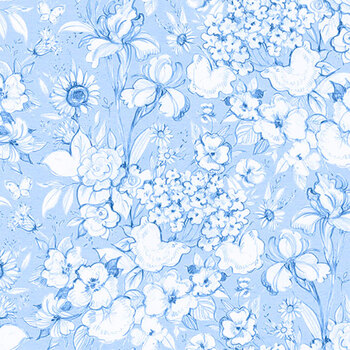 Amalfi Coast W105-003-505 Lt Blue/White by Susan Winget for White Owl Textiles, Image