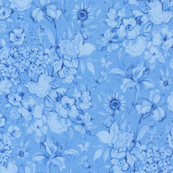 Amalfi Coast W105-003-555 Blue by Susan Winget for White Owl Textiles, Image